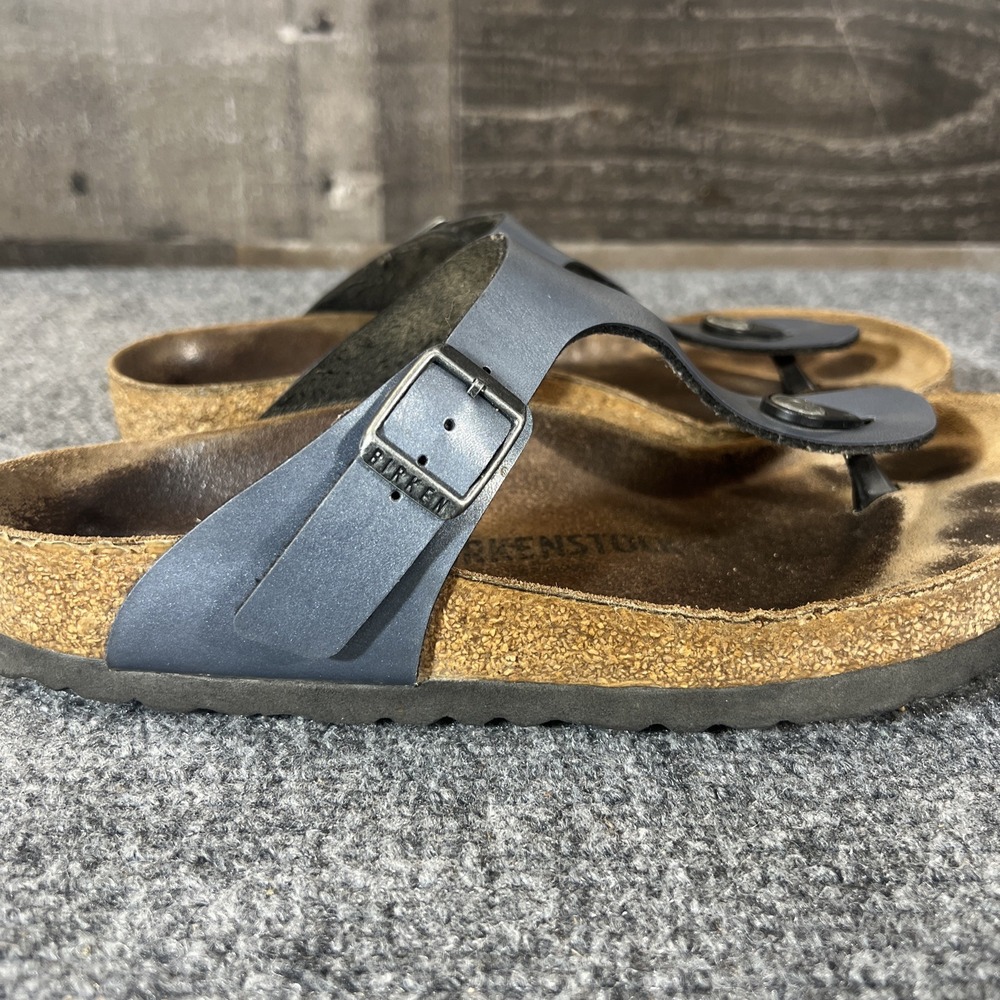 Birkenstock Gizeh - Birko-Flor Metallic Blue Sandals EU 38/ US 7.5 - Picture 8 of 15